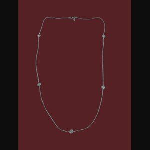 Vintage Oxidized 925 Silver Ball Chain Puffy Heart 28" Necklace